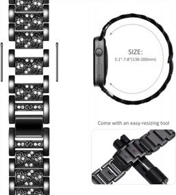 img 3 attached to Sparkling Bling Bracelet For Apple Watch Series 7 SE 6 5 4 3 - NewWays Compatible Band For Women (Carve-Black)