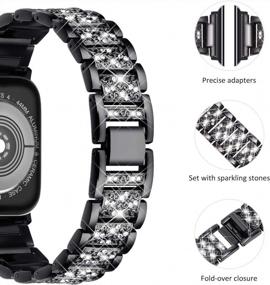 img 2 attached to Sparkling Bling Bracelet For Apple Watch Series 7 SE 6 5 4 3 - NewWays Compatible Band For Women (Carve-Black)
