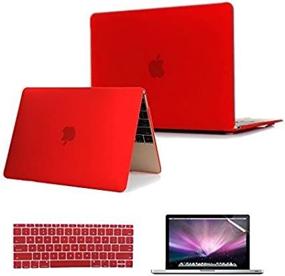 img 3 attached to Se7Enline MacBook 12 Inch Case A1534/A1931 2015-2019 W/ Hard Shell, Keyboard Cover Skin & Screen Protector - Red