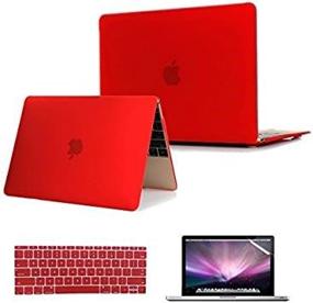 img 1 attached to Se7Enline MacBook 12 Inch Case A1534/A1931 2015-2019 W/ Hard Shell, Keyboard Cover Skin & Screen Protector - Red
