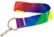 usa-made rainbow flag wristlet key chain lanyard with short length, flat key ring, and clip - ideal for easy access and stylish display logo