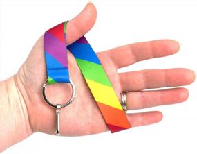 img 2 attached to USA-Made Rainbow Flag Wristlet Key Chain Lanyard With Short Length, Flat Key Ring, And Clip - Ideal For Easy Access And Stylish Display