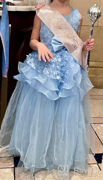 img 1 attached to Stunning NNJXD Princess Pageant Dresses for Girls - Sleeveless Embroidery Kids Prom Ball Gown review by Daniel King