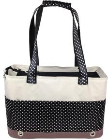 img 3 attached to 🐶 Medium Black and White PET LIFE Fashion Designer Spotted Folding Dog Carrier Tote