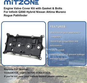 img 1 attached to 🔧 MITZONE Engine Valve Cover with Gasket and Bolts for 2014-2017 Nissan Altima Rogue Murano, Pathfinder, Infiniti Qx60 2.5L - Replace OEM # 13264-3KY0A