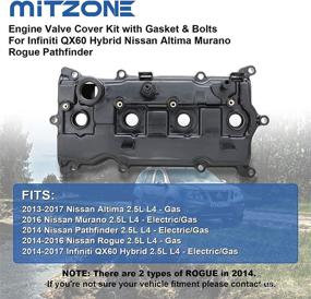 img 2 attached to 🔧 MITZONE Engine Valve Cover with Gasket and Bolts for 2014-2017 Nissan Altima Rogue Murano, Pathfinder, Infiniti Qx60 2.5L - Replace OEM # 13264-3KY0A