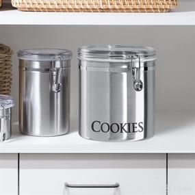 img 3 attached to OGGI Jumbo 8-Inch Stainless Steel 'Cookies' Clamp Canister - Airtight Food Storage Container - Perfect for Kitchen & Pantry Storage of Cookies & Bulk, Dry Foods.