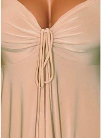 img 2 attached to Plus Size Women'S Tops: Caramel Tan A-Line, Sexy V-Neck Drawstring Blouse For Business Casual Outfits