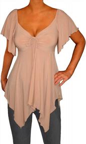 img 3 attached to Plus Size Women'S Tops: Caramel Tan A-Line, Sexy V-Neck Drawstring Blouse For Business Casual Outfits