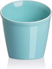 img 4 attached to Turquoise Ceramic Utensil Crock - Perfect For Kitchen Countertop, Housewarming & Wedding Gift!