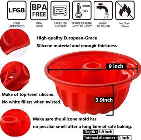 img 1 attached to European Grade Silicone Baking Molds 2-Pack - Non-Stick Cake Pan For Jello,Cake,Gelatin & Bread (9.45 Inches Tube Bakeware Red)