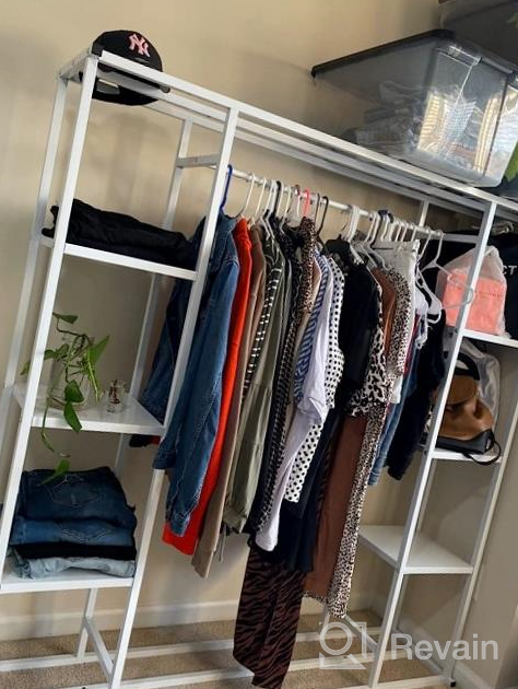 img 1 attached to Heavy Duty UDEAR Metal Garment Rack: 9 Shelves Clothes Hanging Stand For Entryway, Room Storage Organizer review by Alex Barnes