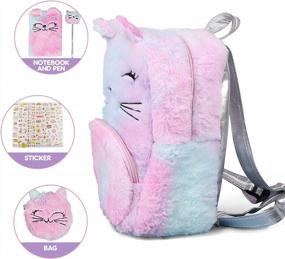 img 2 attached to Adorable Meland Cat Plush Mini Backpack Set With Notebook, Pen, Purse And Stickers - Perfect Toddler And Preschool Girls' Gift For Birthdays Or Christmas