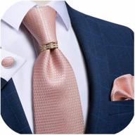 dibangu men's formal solid tie & gold tie ring set with silk pocket square cufflinks and gift box logo