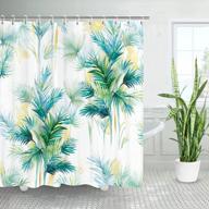 tropical palm tree shower curtain with green leaf design - botanical nature bathroom decor set, includes 12 hooks – sage shower curtain for bathrooms, 72" x 72" inches logo
