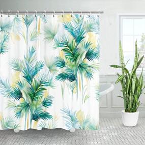 img 4 attached to Tropical Palm Tree Shower Curtain With Green Leaf Design - Botanical Nature Bathroom Decor Set, Includes 12 Hooks – Sage Shower Curtain For Bathrooms, 72" X 72" Inches