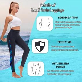 img 3 attached to Women'S High Waisted UV Rashguard Surf Leggings For Swimming - Scodi Swim Pants