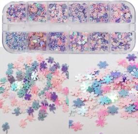 img 2 attached to ✨ Shimmering Delight: 2 Boxes Chunky Glitter Flakes for Resin Slime Crafts, Nail Art & Decor - Heart, Star, Clover Leaf and Snowflake Iridescent Blue Glitter Sequins and Charms