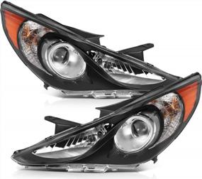 img 4 attached to LSAILON Hyundai Sonata Headlight Assembly (2011-2014) Replacement - Black Housing, Clear Lens, Amber Reflector (Not Compatible With Hybrid Models)