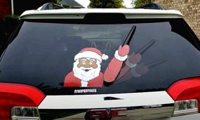 img 1 attached to Add Festive Fun To Your Vehicle With Black Santa Claus Waving Winter WiperTag USA Christmas Decal