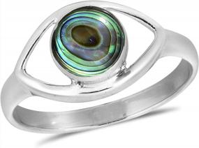 img 4 attached to Mystical Evil Eye .925 Sterling Silver Ring With Abalone Shell Inlay | AeraVida