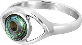 img 3 attached to Mystical Evil Eye Кольцо из стерлингового серебра 925 пробы с инкрустацией раковины морского ушка | АэраВида