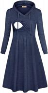 czzzyl women's long sleeve pleated swing midi nursing dress with hooded logo