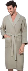 img 4 attached to Men'S Waffle Robe W Piping - Ultra Soft Hooded Cotton Spa Sleepwear Bathrobe