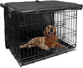 img 4 attached to 48 Inch Wire Extra Large Dog Cage | Dog Crate Cover with 1 2 3 Doors | Durable Waterproof 600D Oxford Fabric Indoor/Outdoor Black