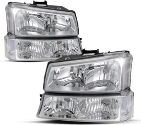 img 4 attached to ⚡️ High-Quality Headlight Assembly Replacement for Chevy Avalanche/Silverado (2003-2006) - Chrome Housing, 4pcs with Bumper Lights