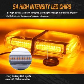 img 2 attached to Amber LED Strobe Light: 54 Warning Safety Flashing Beacon Lights for Vehicle, Forklift Truck, 🚨 Tractor, Golf Carts, UTV, Car, Bus - 12V-24V, with 4 Magnets and 16 ft Straight Cord