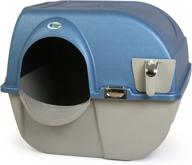 🧹 efficient cleaning solution: omega paw premium roll 'n clean litter box, large size in pearl blue (pr-ra20-1) logo