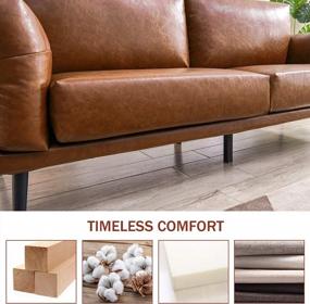 img 2 attached to Vonanda Faux Leather Sofa Couch LoveSeat: 74-дюймовый стиль середины века, мягкие подлокотники, современный дизайн с мягкой обивкой для небольших помещений и компактных квартир - карамельный цвет