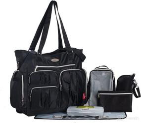 img 3 attached to SoHo Times Square Diaper Bag Tote 8Pc Set: The Perfect Diaper Bag for Stylish Parents