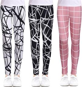 img 4 attached to 🌸 Arshiner Printing Flower Girls Stretch Leggings 3-Pack: Ankle Length Pants for 10-11 Year Olds - Trendy Girls' Clothing via Leggings