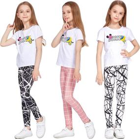 img 3 attached to 🌸 Arshiner Printing Flower Girls Stretch Leggings 3-Pack: Ankle Length Pants for 10-11 Year Olds - Trendy Girls' Clothing via Leggings