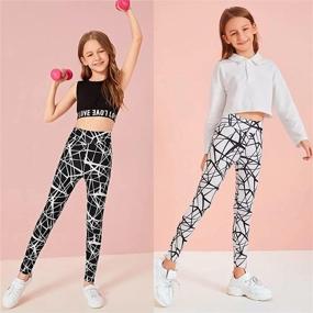 img 2 attached to 🌸 Arshiner Printing Flower Girls Stretch Leggings 3-Pack: Ankle Length Pants for 10-11 Year Olds - Trendy Girls' Clothing via Leggings