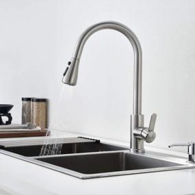 img 1 attached to Stainless Steel High Arc Kitchen Sink Faucet With Pull Down Sprayer And Single Handle - Brushed Nickel Finish - 3-In-1 Pull Out Water Tap By RuiLing
