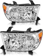 🚙 compatible headlight assembly for 2007-2013 toyota tundra / 2008-2017 toyota sequoia, chrome housing, driver & passenger side логотип