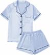 upgrade your sleepwear with lyaner's satin pajamas set for women - short sleeve shirt and shorts pj kit logo