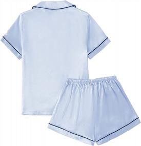 img 3 attached to Upgrade Your Sleepwear With LYANER'S Satin Pajamas Set For Women - Short Sleeve Shirt And Shorts PJ Kit