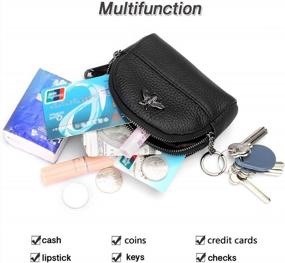 img 1 attached to Женский кожаный кошелек для монет с кольцом для ключей - Imeetu Mini Pouch Wallet