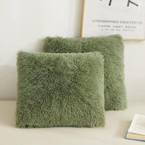 img 4 attached to Add Elegance To Your Decor With Luxurious XeGe Faux Fur Pillow Covers – Pack Of 2, Sage Green
