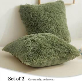 img 3 attached to Add Elegance To Your Decor With Luxurious XeGe Faux Fur Pillow Covers – Pack Of 2, Sage Green