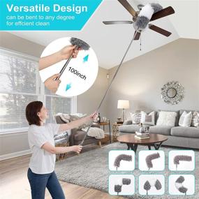 img 3 attached to 🧹 Versatile and Efficient 12pcs Microfiber Dusters with Stainless Steel Extension Pole: Perfect for Cleaning High Ceilings, Blinds, Furniture, Cars, and More!