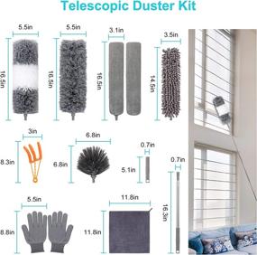 img 2 attached to 🧹 Versatile and Efficient 12pcs Microfiber Dusters with Stainless Steel Extension Pole: Perfect for Cleaning High Ceilings, Blinds, Furniture, Cars, and More!