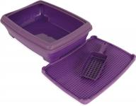 high-sided outdoor cat litter box with mat and scooper set - sussexhome pets - 20 x 15 x 6.1 inches - easy-clean purple litter pan for optimal cat comfort and hygiene. logo