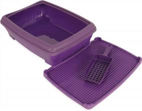 img 4 attached to High-Sided Outdoor Cat Litter Box With Mat And Scooper Set - SussexHome Pets - 20 X 15 X 6.1 Inches - Easy-Clean Purple Litter Pan For Optimal Cat Comfort And Hygiene.
