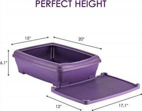 img 1 attached to High-Sided Outdoor Cat Litter Box With Mat And Scooper Set - SussexHome Pets - 20 X 15 X 6.1 Inches - Easy-Clean Purple Litter Pan For Optimal Cat Comfort And Hygiene.