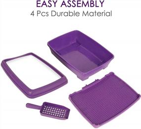 img 3 attached to High-Sided Outdoor Cat Litter Box With Mat And Scooper Set - SussexHome Pets - 20 X 15 X 6.1 Inches - Easy-Clean Purple Litter Pan For Optimal Cat Comfort And Hygiene.